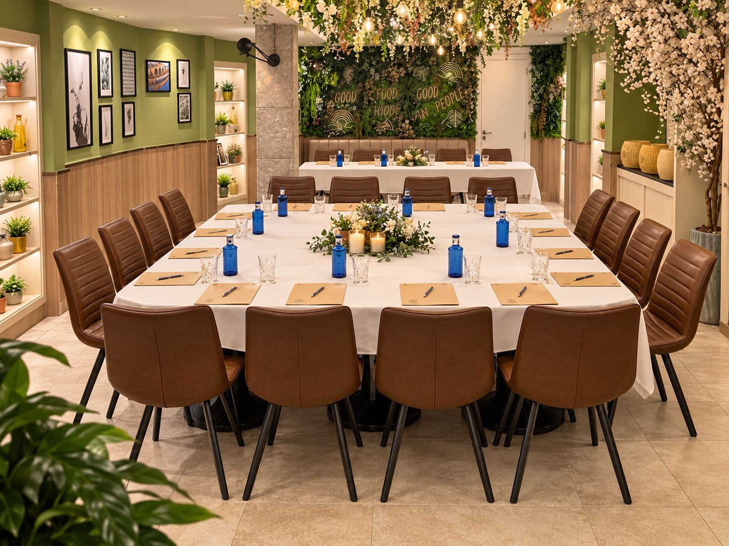Mesa preparada en el reservado privado de Can Pelut